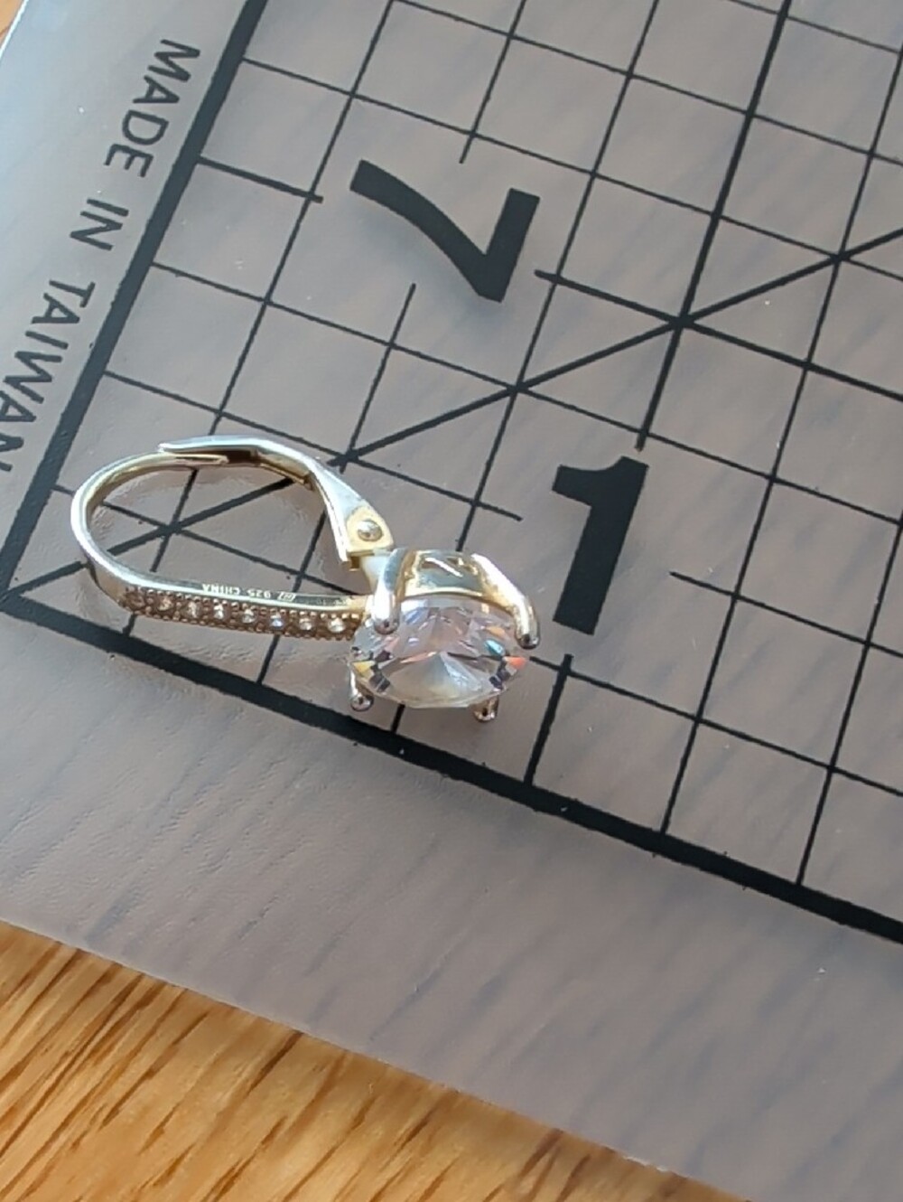 Sterling Silver Leverback Clear Crystal Drop Earrings - Picture 3 of 6